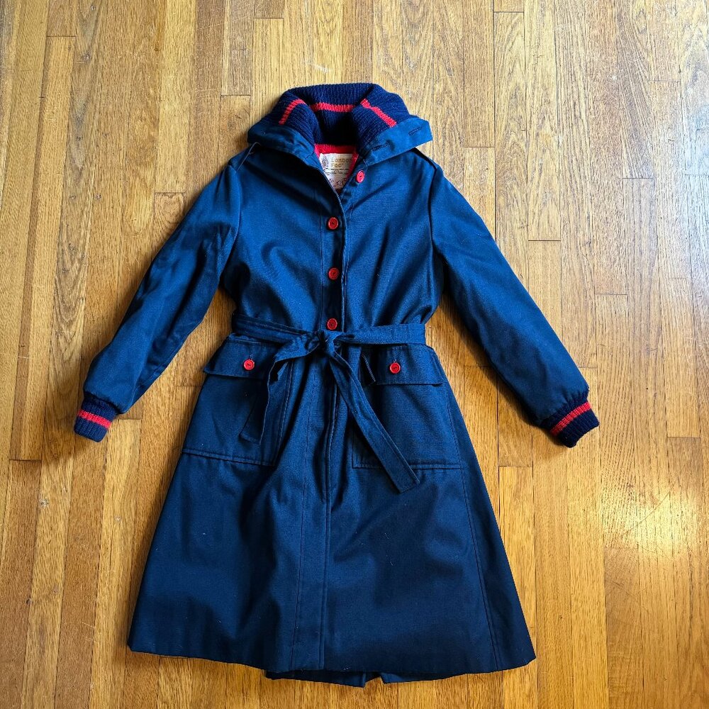 London Fog Navy Girls Coat w Red Accents